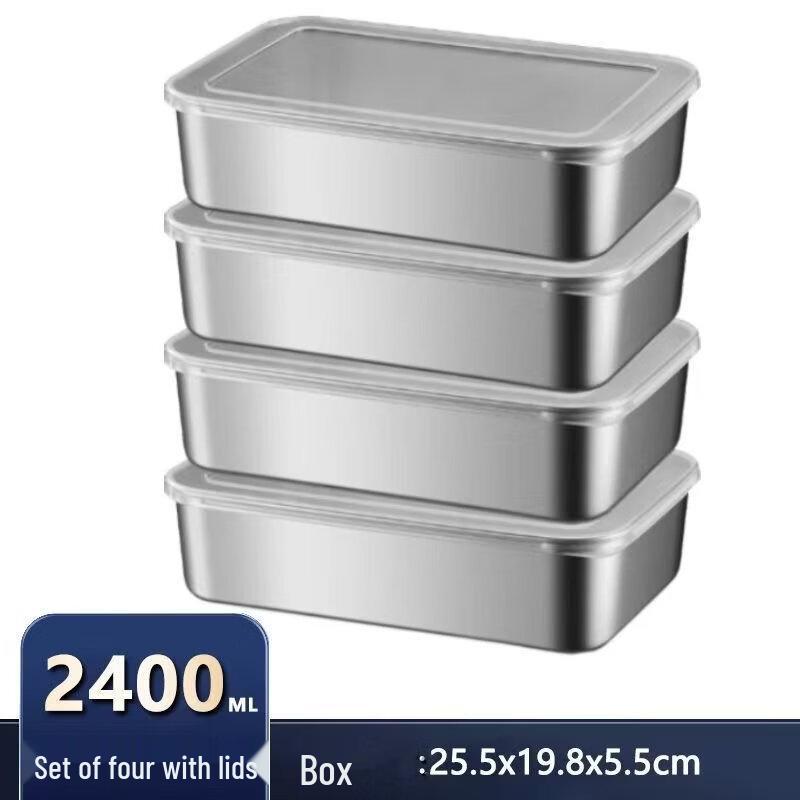 ZISIZ Stainless Steel Rectangular Food Storage Container Set