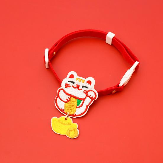 New Year Pet Collar Year of The Horse Embroidered Cat Collar Adjustable Chinese New