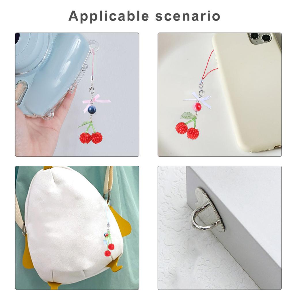 Sweet Phone Chain Strap Lanyard Beaded Cherries Pendant Phone Charm Hanging Decoration Cute Phone Accessories
