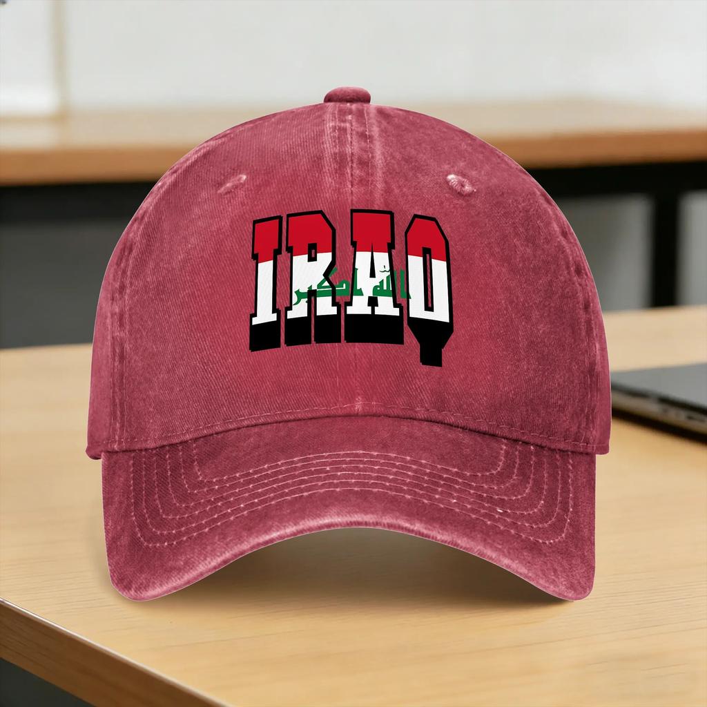 Iraq Flag Iraqi Washed Baseball Cap Casual Sun Trucker Hat Summer Couple Women Outdoor Sport Snapback Cap