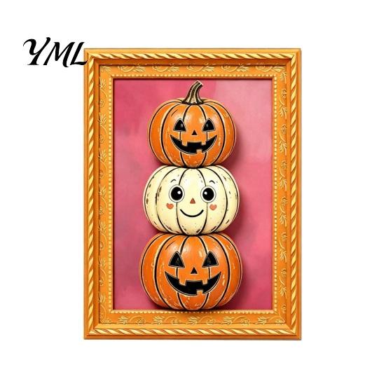 Metal Cabinet Ornaments Halloween Pumpkin Frame Refrigerator Magnet, Vintage Ghost Fridge Waterproof Magnets Whiteboard Decorative Magnet for Holiday