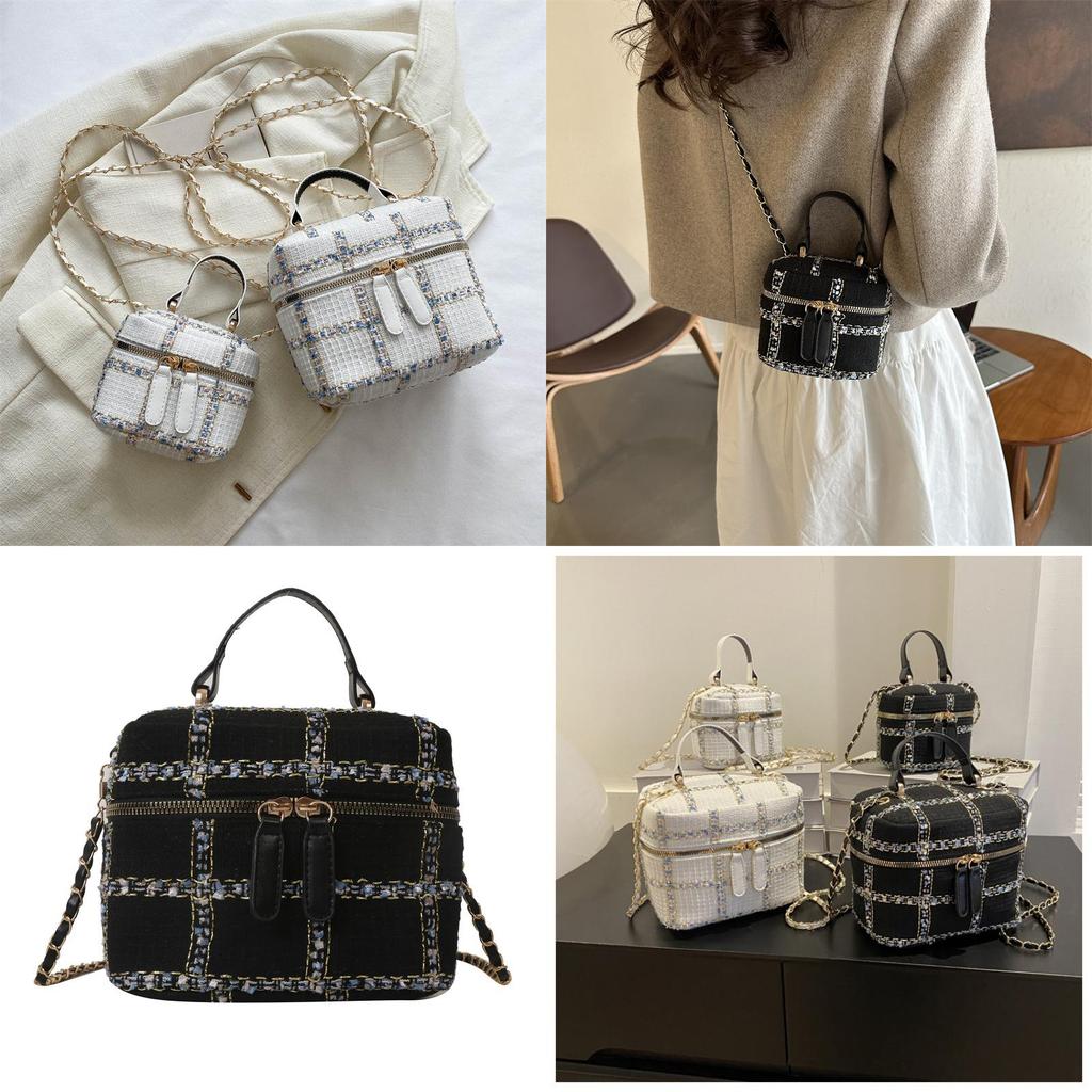 Black And White Pu Street Fashion Bucket Bag For Women With Chain Strap 2023 New Style