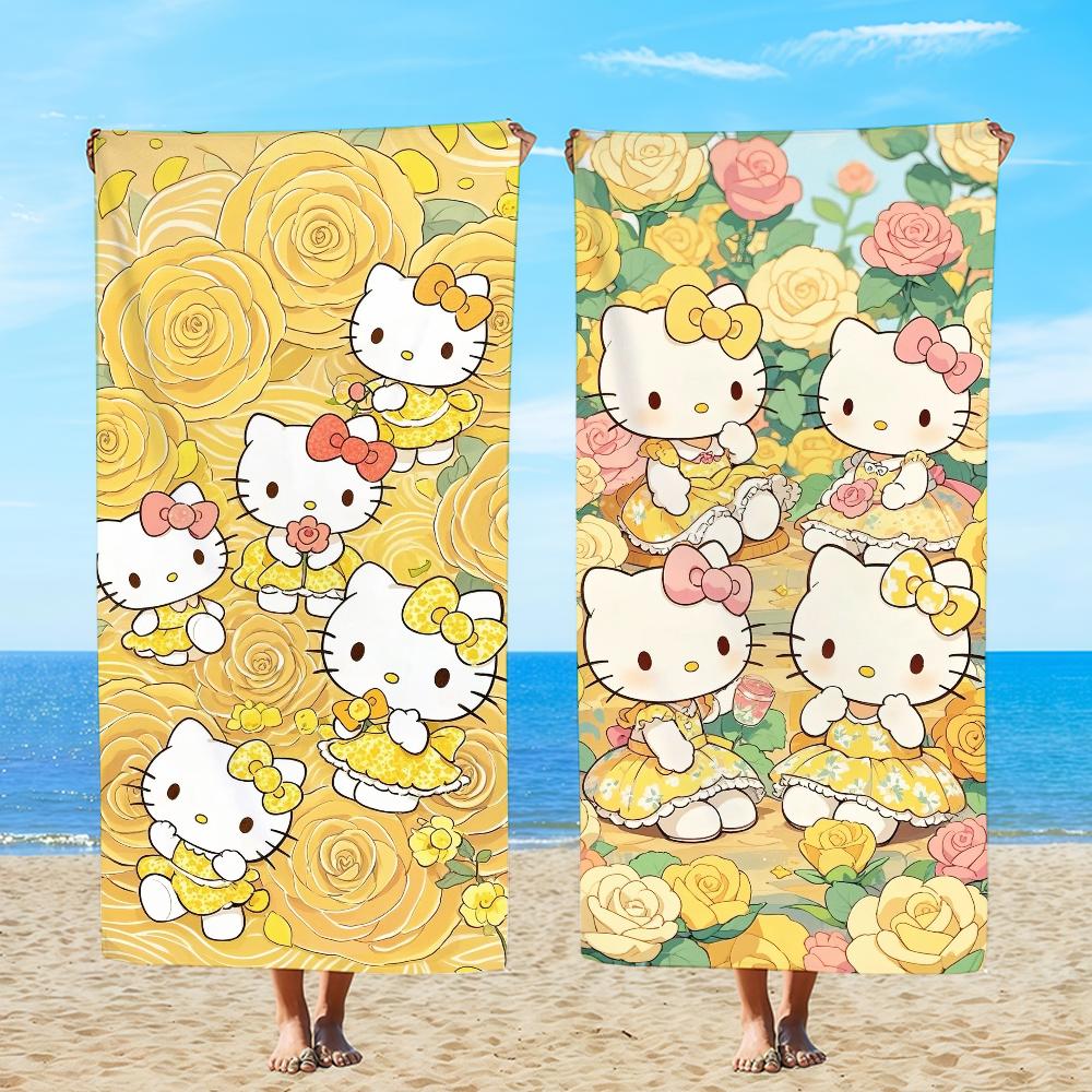 Towel Textile Bathrobe Flower Beach Quick-Drying K-KittyS Yellow SRO Lightweight Portable Camping H-HelloS Swim Pool Travel