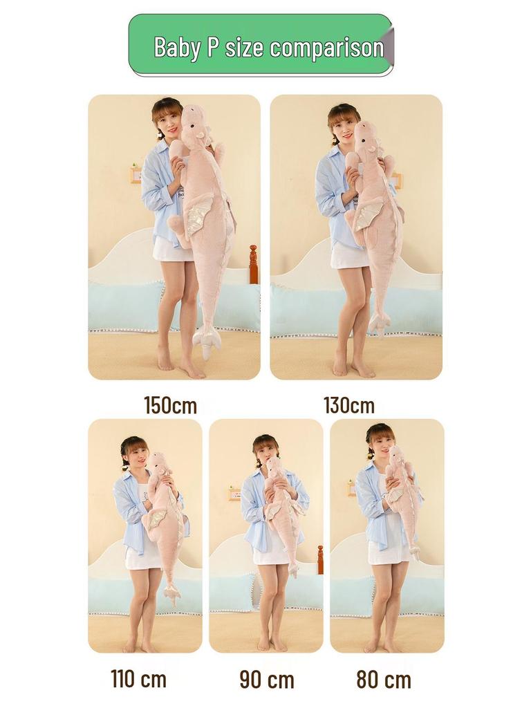 Cute Plush Dragon Hug Pillow - Large Cartoon Dinosaur for Sleeping & Decor