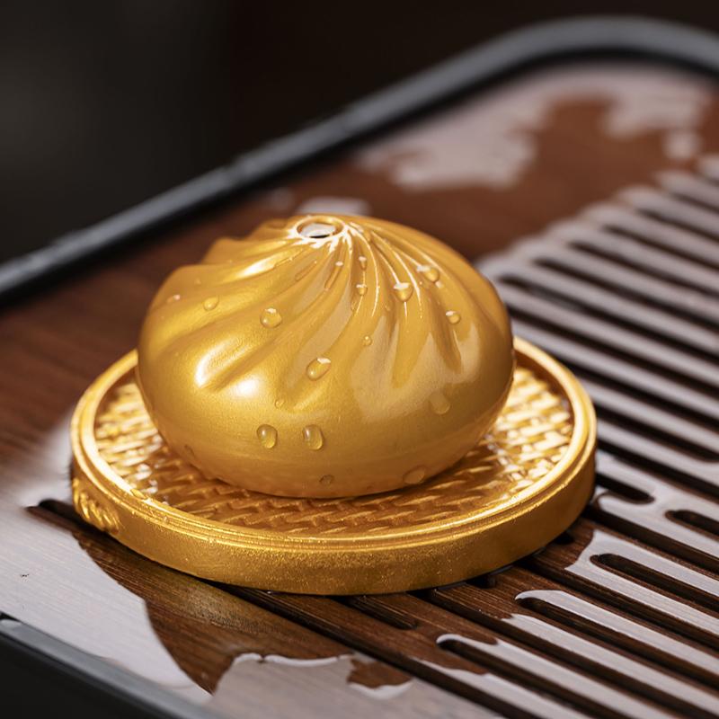 

Color-changing Small Steamed Buns Tea Pet Ornaments Creative Tea Tray Decorative Household Resin Handicrafts Teaware Accessories золотий