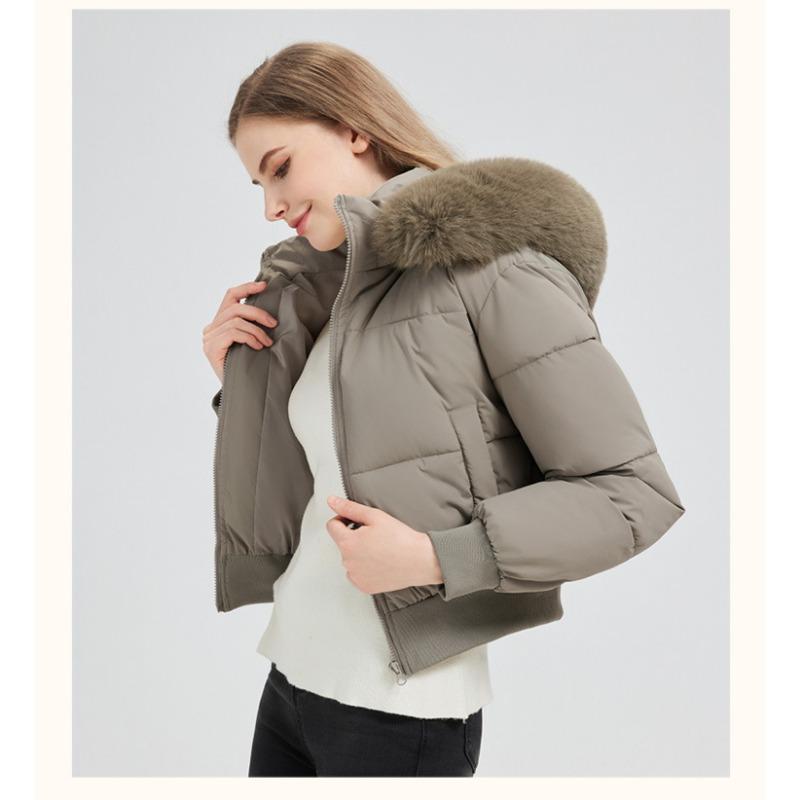 Women S Hooded Short Padded Coat With Faux Fur Collar Casual Warm Winter Jacket