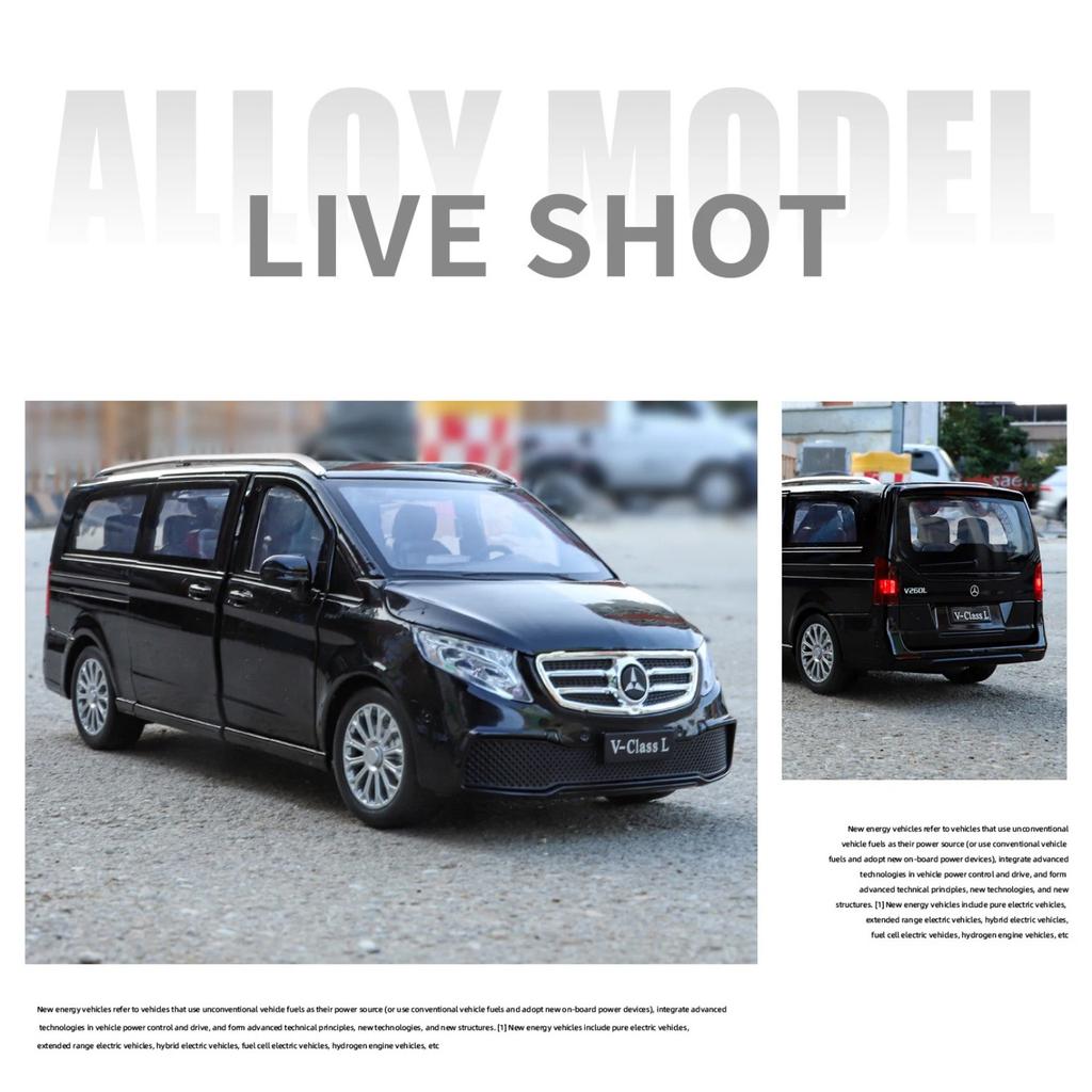 NEU 1/24 Benz V260 MPV Legierungsmodellauto Spielzeug Die-Cast Guss Sound und Licht Rückzieher Auto Spielzeug für Kinder Fahrzeug