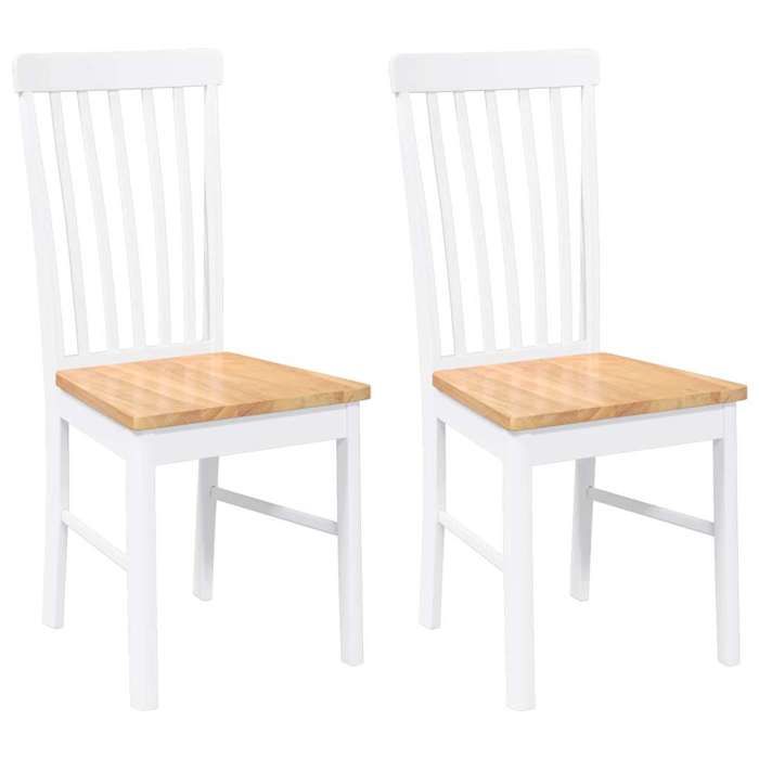 VidaXL Dining Chairs Cushions 2 Pcs White Solid Rubber Wood, Dining Chair, Chair, Living Room Chair, Chairs At 4102504