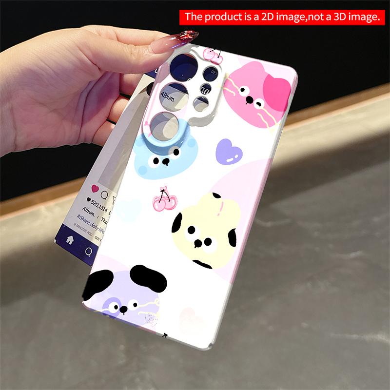 2DFlat Samsung Phone Case Pastel Animal Friends Phone Case Applicable To Galaxy S22 S23 S24 S25ULTRA S26 A12 A13 A14 A15 A16  A34 A35 A54 A55