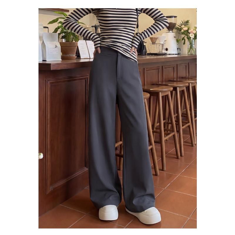 Women High Waist Wide Leg Casual Suit Trousers Petite Fit