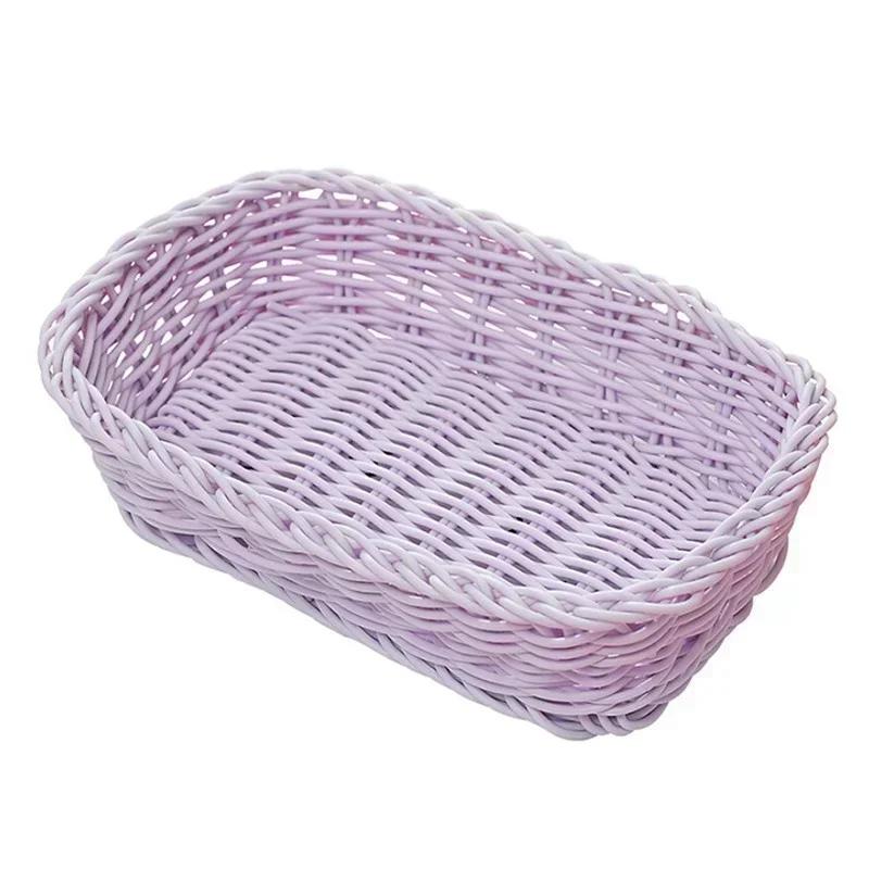 Scatola portaoggetti in plastica intrecciata organizer per scrivania ufficio colori caramella due forme disponibili per articoli domestici