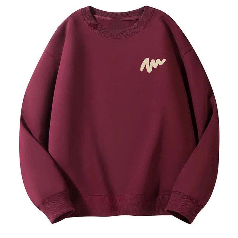 Brand Simple Round-Neck Sweatshirt for Men and Women, Spring and Autumn Style, Fleece-Lined, Loose and Versatile, Men's Top, Trendy Men's Clothing