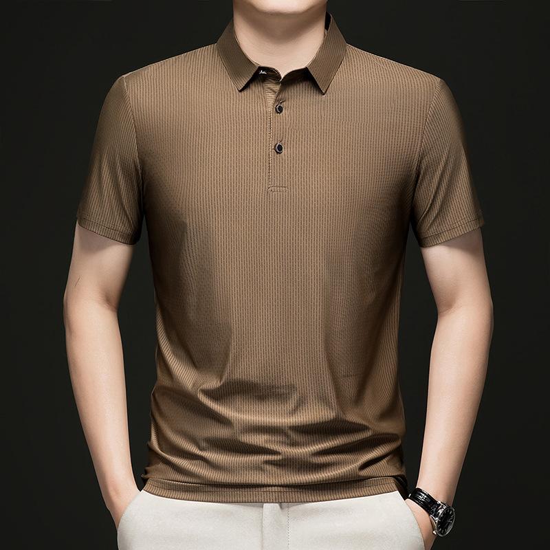 Polo Shirt Short-Sleeved T-Shirt Men'S Non-Ironing High-End Business Casual Breathable Cool Half Sleeve