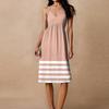 Women's Spaghetti Strap Backless Bow Loose Casual Beach Vacation Striped Printed Dress Sundress