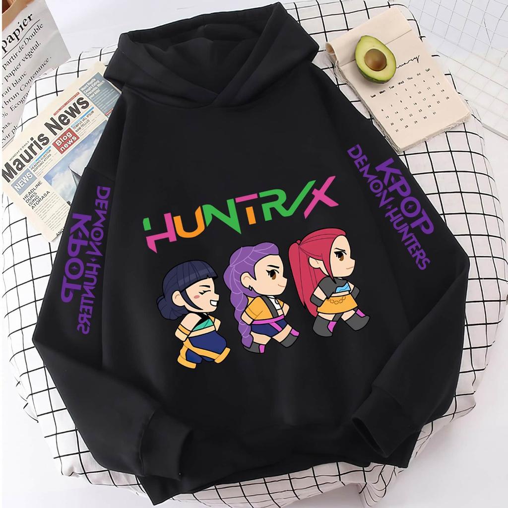 New KPop Demon Hunter Cartoon Girls Hoodies Children's Korean Wave Print Fashion Casual Tops Casual Girls Clothing Warm
