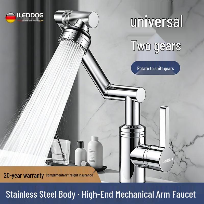 iLeddog Stainless Steel Basin Mixer Tap with Universal Arm