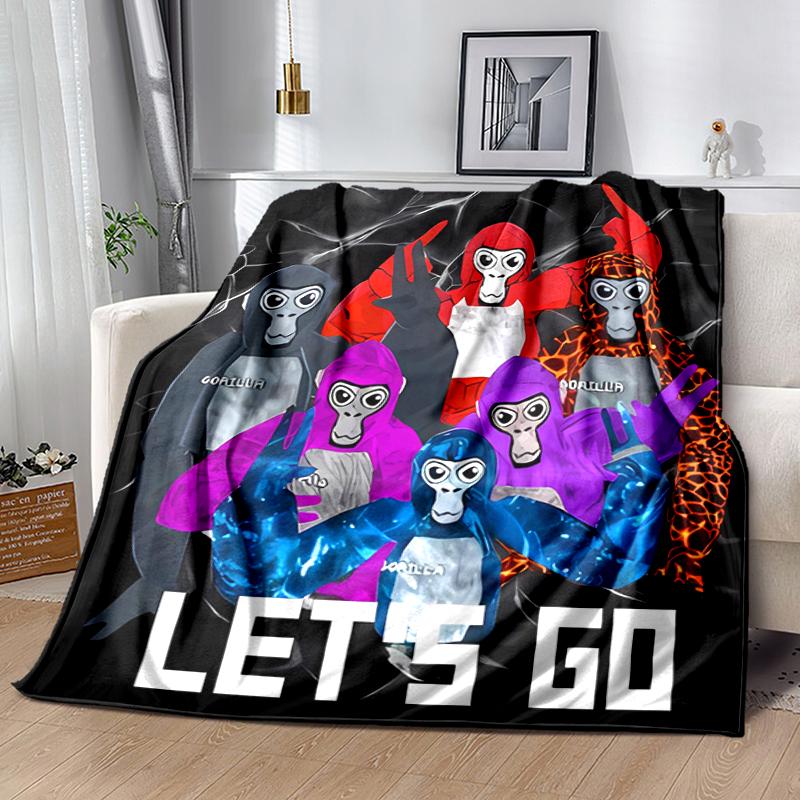 1pc Blanket Gorilla Tag Print Design, Lightweight Blanket for Sofa, Bed- Soft &Warm, Gift for All Seasons like Christmas, Halloween