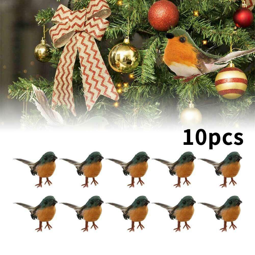 Artificial Robin 10pcs Birds Craft Ornament Christmas Tree Party Hanging Decor