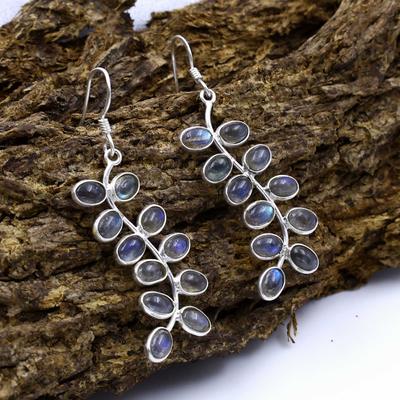 925 Sterling Silver Earring, Labradorite Earring, Gemstone Earring, Dangle Earring, Birthstone Earring, Leaf Earring