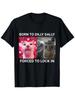 Geboren zum Prokrastinieren, Gezwungen, Katzen-Meme-T-Shirt zu tragen, Unisex Ganzjahres-Freizeit
