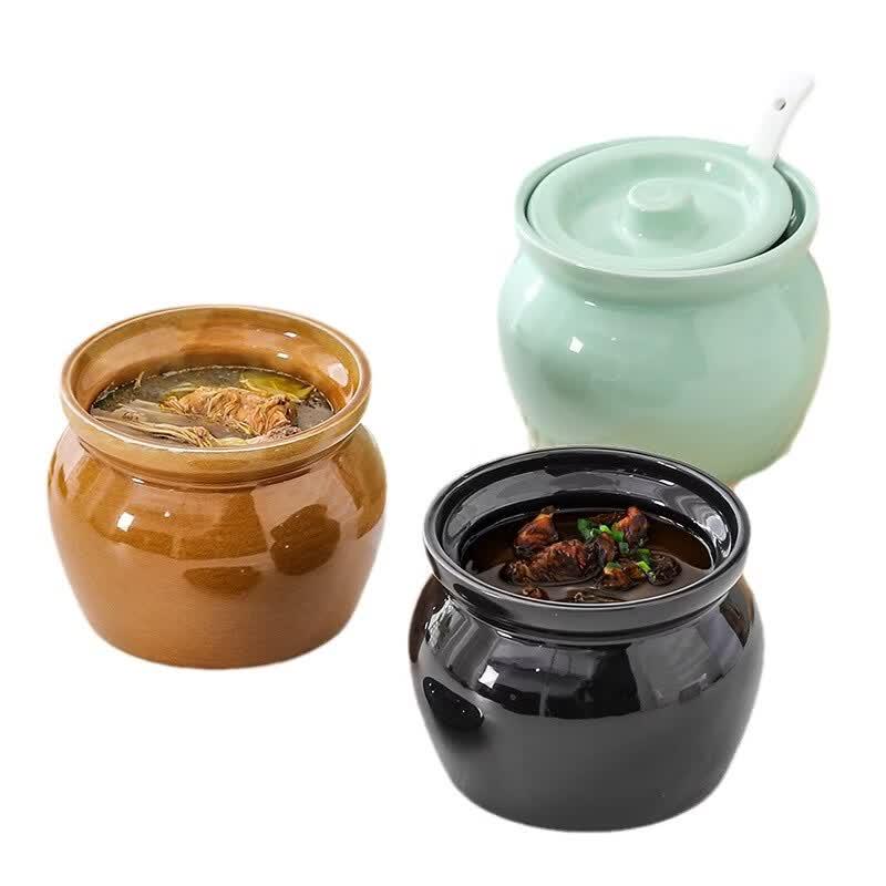 Ceramic Individual Stew Pots with Spoons (4-Pack)