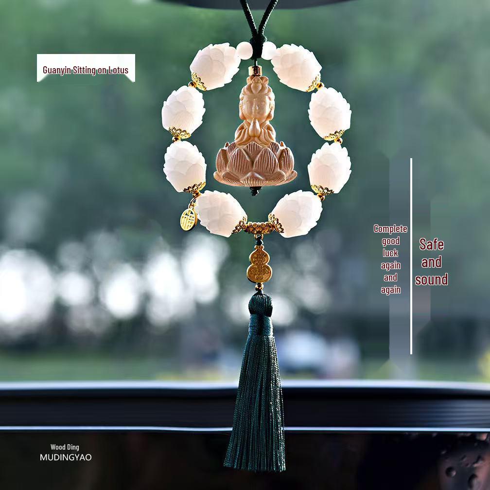 

Ящивець Будда Прикраса на дзеркало заднього виду: Подвійне кільце Персикове дерево Лотос Автомобільний підвіс