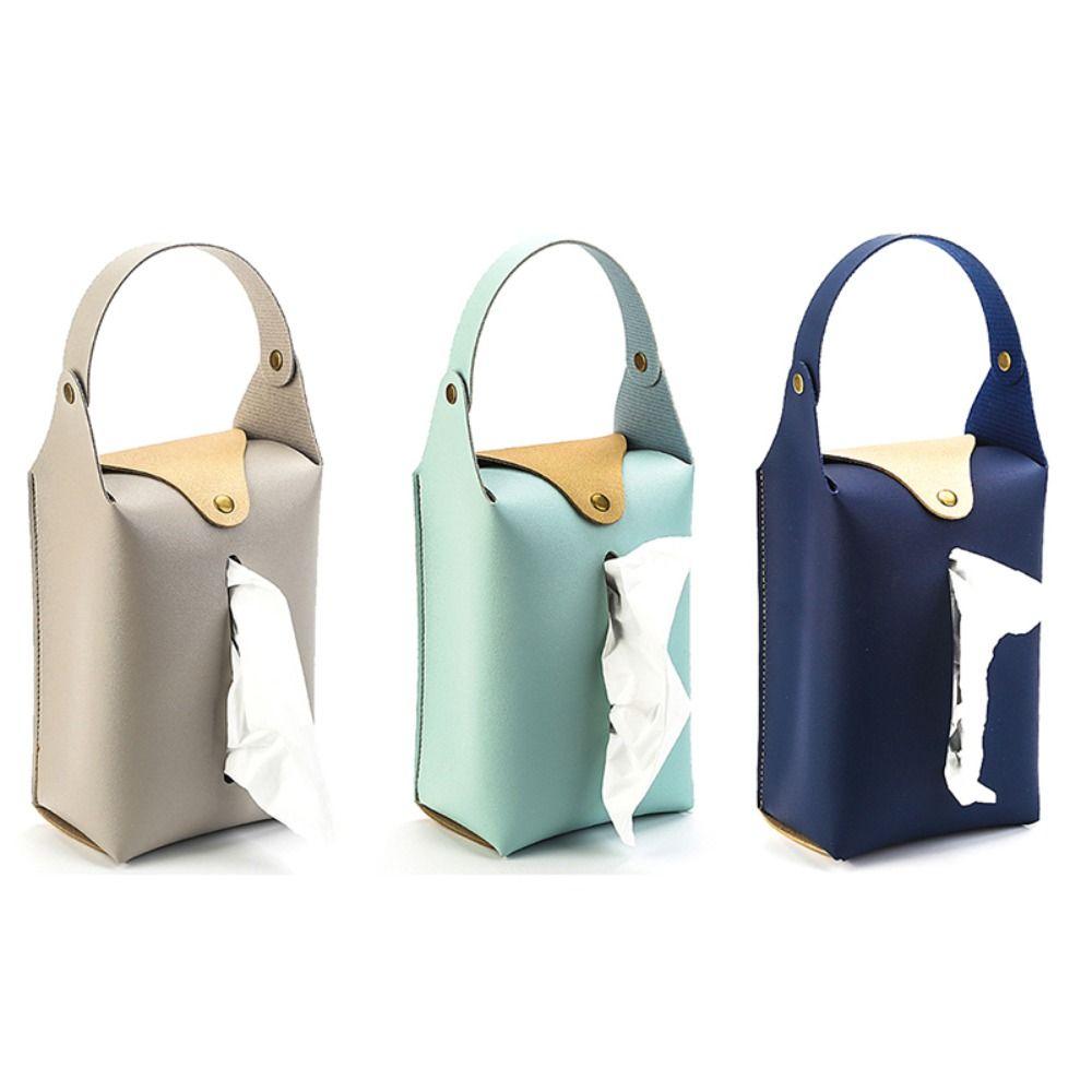 PU Leather Leather Car Headrest Tissue Holder Foldable Car Tissue Box Cover  Vehicle Decoration