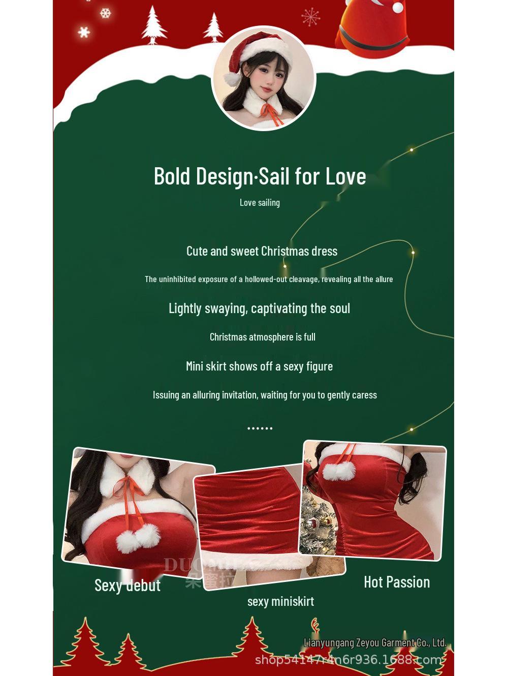 

Yi Mengyao Velvet Christmas Bunny Girl Cosplay Costume with Shawl for Stage Performance L