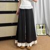 Plus Size Women's Elastic Waist Lace Ruffle Skirt Pants - Slimming, Loose, Wide-Leg, Versatile Fashion.