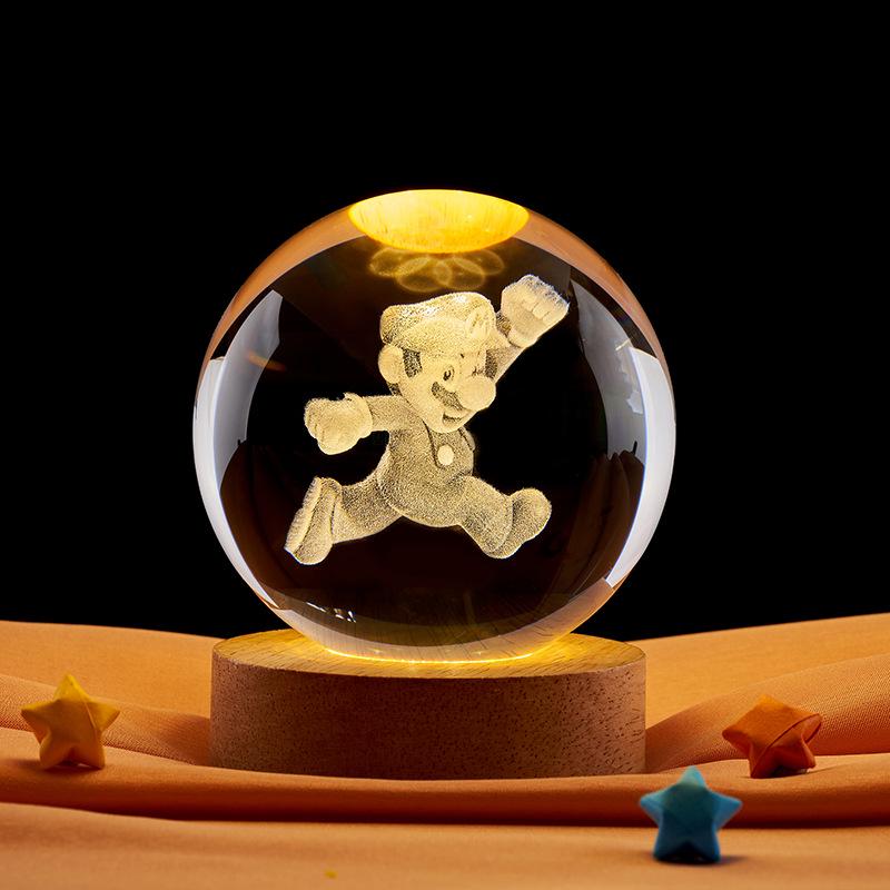 3D Cartoon Anime Crystal Ball Night Light - Creative Birthday Gift for Children