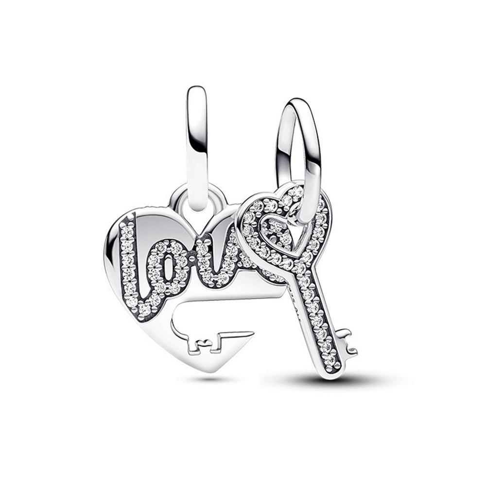 New 925 Silver Charm Fit Original Bracelet Accessories Women Jewelry Love Series Lock And Key