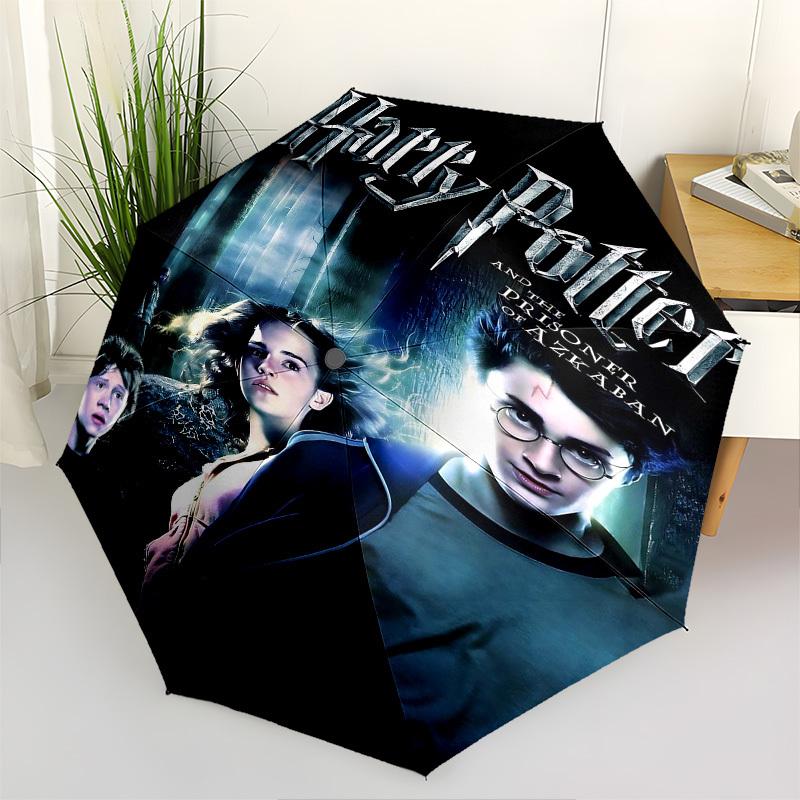 1pc Harry Potter and the Prisoner of Azkaban Automatic Folding Umbrella - Compact 8-Rib Design, Durable Plastic & Iron1153L