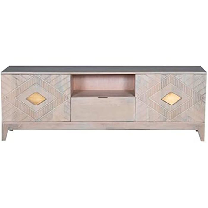 Meuble TV - DKD HOME DECOR - Standard - Bois de mangue - Métal - Beige - 175x40x60 cm