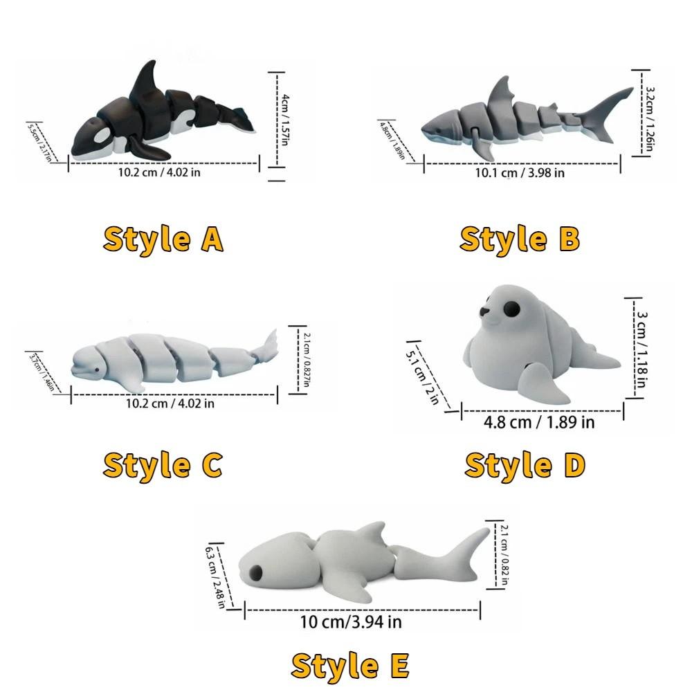 Mini Simulation Animal Multi-Joint Movable Marine Animal Model Creative Whale Figurine Collection