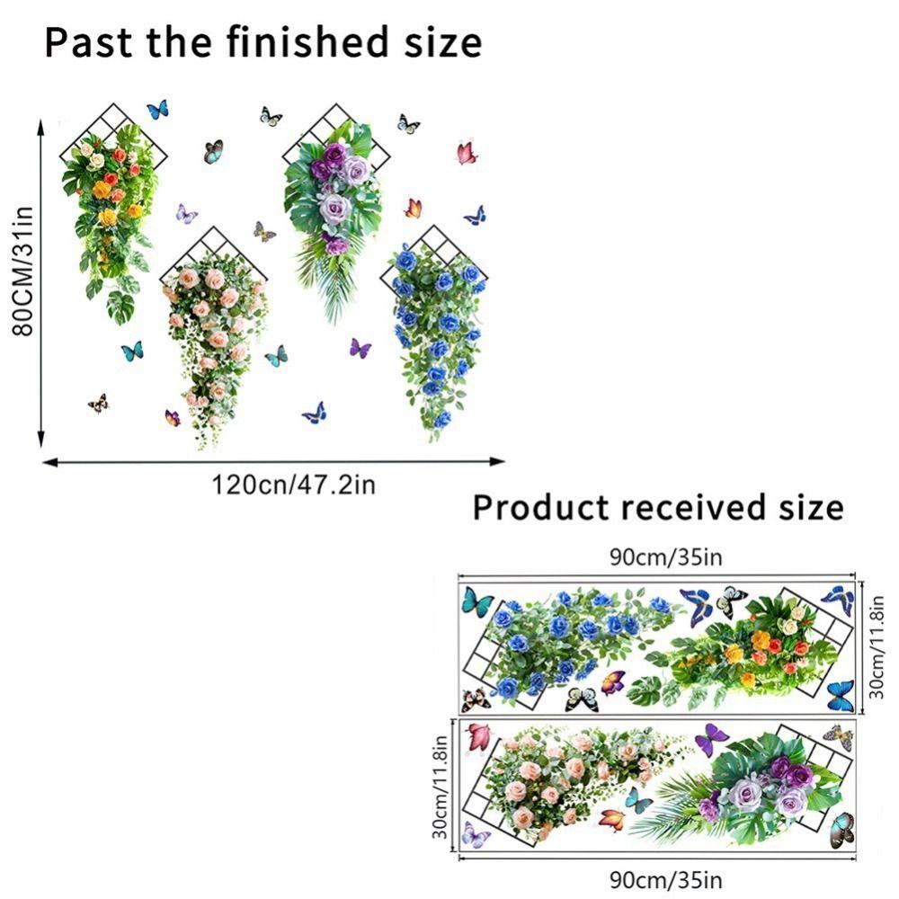 Flower & Butterfly Wall Sticker Multicolor Beautifual Decals  Background Wall