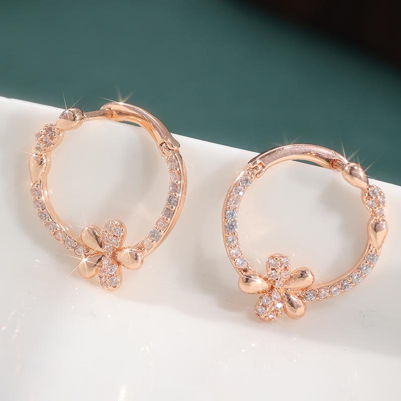 Elegant Sparking Synthetic Zirconia Flower Hoop Earring for Women's  Exquisite Banquet Wedding Jewelry Accessories Crafts
