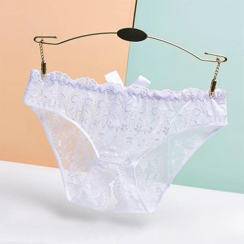 Intimo Donna Sexy Pizzo Trasparente Mutandine Dolce Fiocco Estate Giapponese Ultra-Sottile Cavallo Aperto Perizoma Trasparente G-String