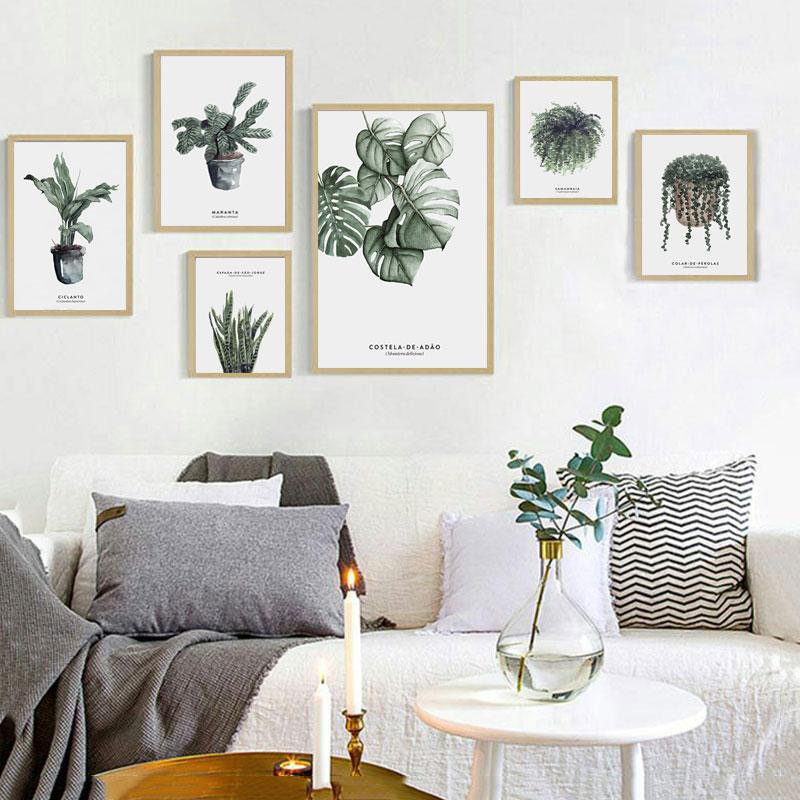 Severská zelená rastlina Listové plátno Plagáty Moderná nástenná maľba Plagát v črepníkoch Estetické obrazy do obývačky Home Decor