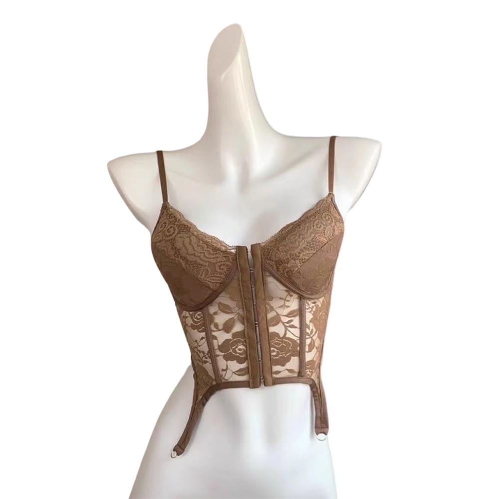 

Топ-корсет с кружевом Slim Fit Sexy Push Up с вырезами и подвязками Уличная одежда Цветочная кружевная майка Девушка M