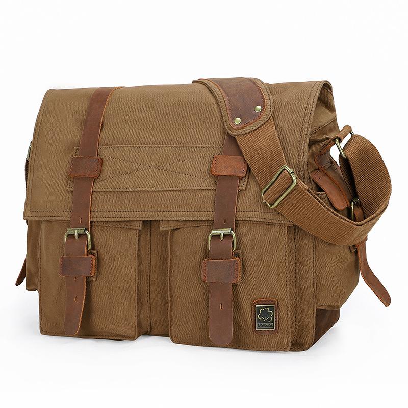 

Seven-Color Cotton, Mailman Messenger Bag, Men S Tide Plus Size 17-Inch Computer Bag, Outdoor Leisure Shoulder Canvas Bag. 17inch коричневый