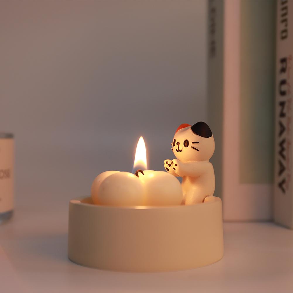 1/2PCS Cartoon Kitten Candle Holder Resin Cat Aromatherapy Candlestick Creative Kitten Warming Paws Decor Gifts for Cat Lover