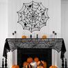 Spooky Halloween Table Runner Black Lace Spider Web Design Tablecloth Fireplace Scarf Haunted House Decor Party Decoration