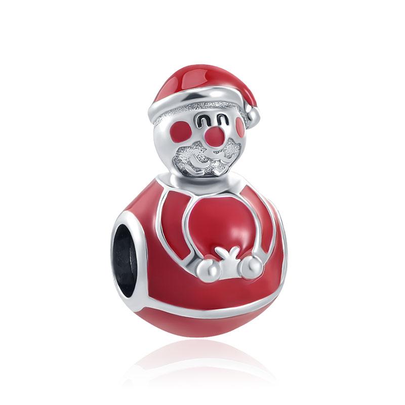 High Quality Authentic Copper Charm Bead Charms Snowman Christmas Print Pendant Bead Charms Compatible With Bracelets Trinket Women Jewellery