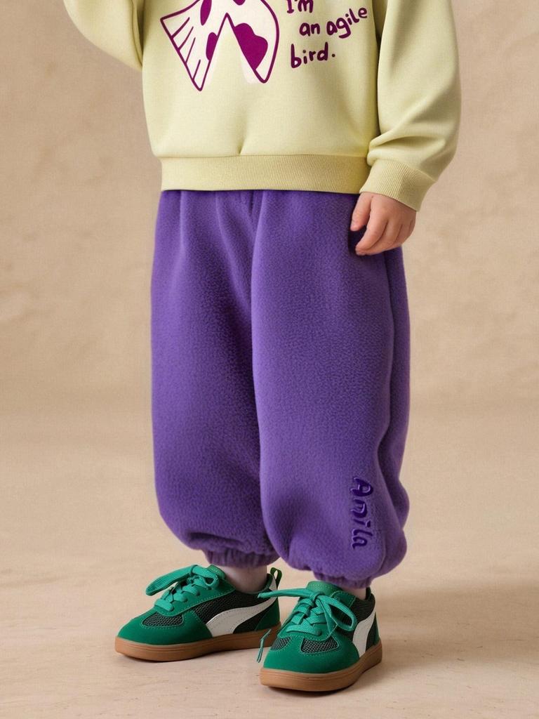 2025 Vinter Barn Fleecefodrade Uppvikta Vardagsbyxor