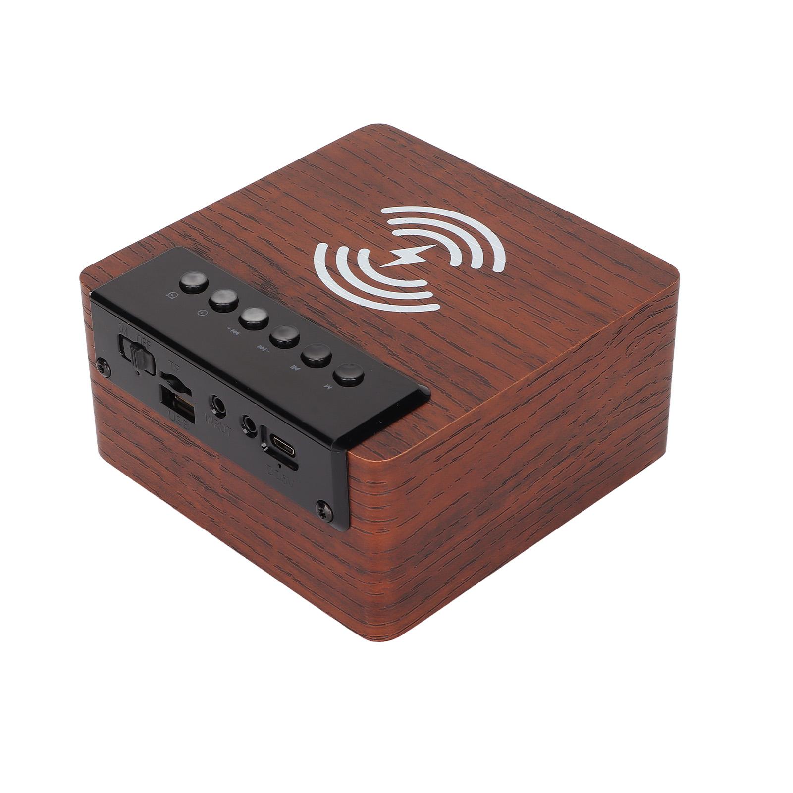 Wooden Alarm Clock Wireless Speaker Multifunction Speaker Supports   Memory Card USB   FM