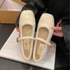 Gentle Fairy Mary Jane Shoes Girl 2025 New French Temperament Elegant Woolen Square Head Shallow Mouth Velvet Evening Shoes