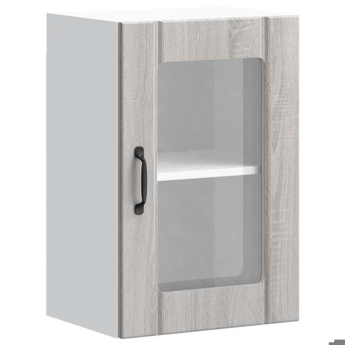 VidaXL Kitchen Wall Cabinet with Glass Door Lucca Sonoma Grey, Kitchen Wall Unit, Wall Cabinets with 853773