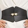 Shaped Minimally Heart Buckle Decoration Women Elasticity Wide Waist Belt