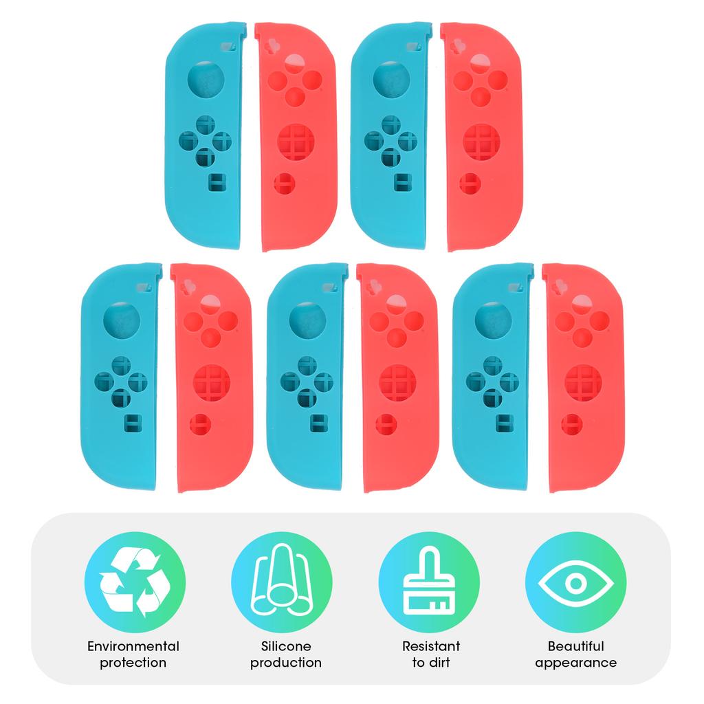 5 Sets Silicone Gamepad Cover Strong Protection Game Machine Accessory for NS SwitchRed Blue