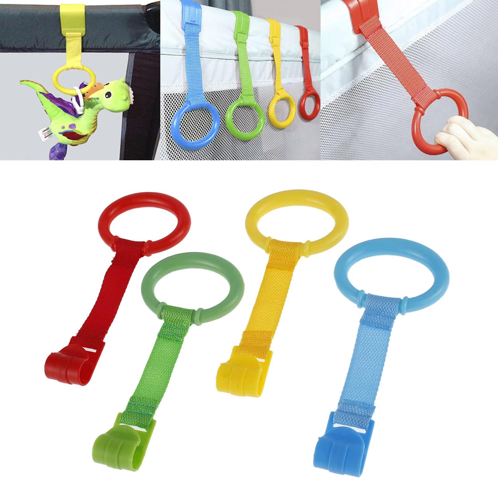 4pcs Baby Crib Pull Rings for Walking Training Baby Stand up Ring Protection Ergonomic Baby Cot Rings Walking Assistant Rings
